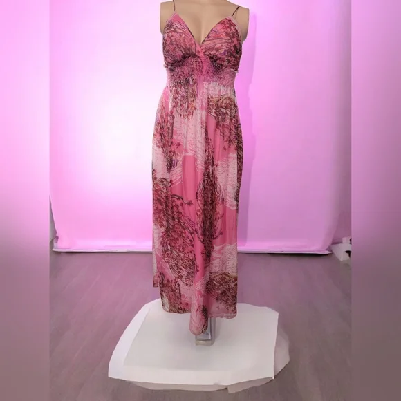 Elegant Pink Floral Maxi Dress Size # S - Picture 2 of 14